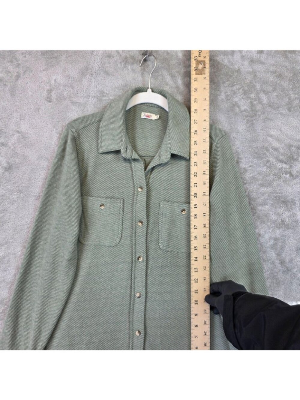 Faherty Button Up Shirt Womens S Green Collared Long Sleeve Knit Striped Top - Picture 6 of 10